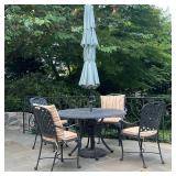 (5PC) OUTDOOR DINING SUITE | Powder-coated metal outdoor patio dining set, including a round table w