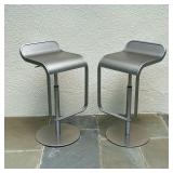 (2PC) PAIR LA PALMA STOOLS | Metal / stainless steel LaPalma LEM height adjustable bar stools with s