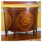 DEMILUNE BAR CABINET | An impressive looking inlaid wood cabinet with rounded front, single cabinet 