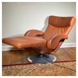 AXEL ENTHOVEN RECLINER | Brown leather electric recliner armchair, "Helical" design by Axel Enthoven