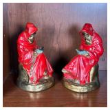 (2PC) ARMOR BRONZE BOOKENDS | Pair of bookends by the Armor Bronze Co., showing robed priestly figur