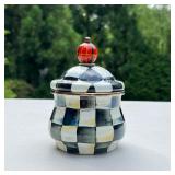 (2PC) MACKENZIE-CHILDS CANDLE | A small lidded candle with checkered design (h. 6 x dia. 3.5). 