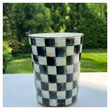 MACKENZIE-CHILDS WASTE BIN | Small trash / wastebasket with Courtly Check pattern. - h. 9.75 x dia. 