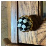 (2PC) MACKENZIE-CHILDS KNOBS | Two Courtly Check round knobs. - dia. 1.5 in 