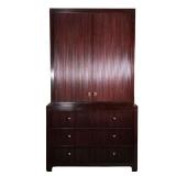 BAKER ARMOIRE CABINET | Barbara Barry for Baker Furniture reeded front wardrobe/dresser, the upper s