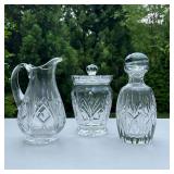 (3PC) WATERFORD CUT GLASS | Including a Waterford bottle / decanter marked "Waterford" and a pitcher