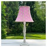WHITE PAINTED TABLE LAMP | Pottery Barn style table or desk lamp with a white painted wood base and 