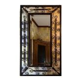 SCROLL FRAME MIRROR | Openwork scrolled metal frame with a beveled glass mirror. - w. 24.5 x h. 42 i