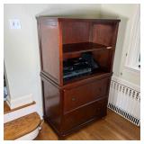 WOOD MEDIA CABINET | Office storage cabinet/filing cabinet with two shelves (h. 12.5 in each) and tw