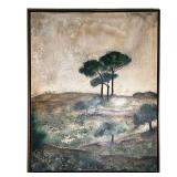 JOAN PERIS (SPAIN, CONTEMPORARY) | Textured artwork, mixed media on canvas showing a landscape with 