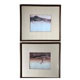 (2PC) PAIR SOUTHWESTERN PRINTS | Including a desert scene and a woman with pottery, in matching fram