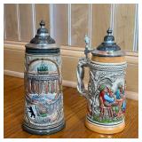 (2PC) ALLIANZ GERMAN STEINS | Oktoberfest 1999 & 2000. - h. 9.25 x dia. 4.5 in (largest) 