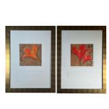 PAIR FLORAL PRINTS | Two floral prints that are nicely framed and matted. - l. 22.5 x h. 30 in 