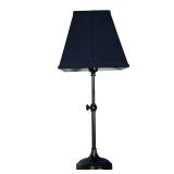 METAL TABLE LAMP | Pottery Barn style black brushed metal table lamp with a black square shade. - w.