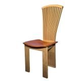 ITALIAN LEATHER SIDE CHAIR | Top to bottom ladder back with a brown leather seat. - l. 18.25 x w. 18