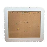 WHITE BULLETIN BOARD | Cork board with a scalloped white frame. - w. 36 x h. 30 in (frame) 