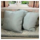 (2PC) PAIR DOWN PILLOW SHAMS | With light bluish gray textured covers. - w. 24 x h. 24 in 