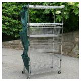 (2PC) FRONTGATE STORAGE RACKS | Pair of metal wire storage racks on casters, with three pull out bin