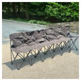 FOLDING TEAM BENCH | Portable black canvas team bench in carrying case, seats 6; Trademark Innovatio