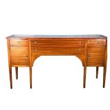 ANTIQUE SATINWOOD SIDEBOARD CABINET | Tall sideboard with beautiful figured wood, having two cabinet
