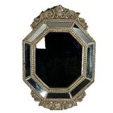 ROCOCO STYLE WALL MIRROR | Octagonal wall mirror with 8 beveled panels bordering mirror and carved s