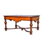 THEODORE ALEXANDER WILLIAM & MARY STYLE LOW TABLE | Carved top with leather inlay and intricate gilt
