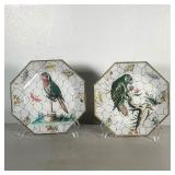 (2PC) PAIR MOONLIGHTING INTERIORS DECORATIVE BIRD PLATES | Includes 2 decorative plates featuring bi