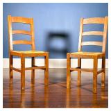 (2PC) PAIR RUSH SIDE CHAIRS | Ladder back chairs. - l. 16.25 x w. 15.25 x h. 36.5 in 