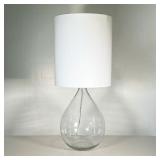 LARGE GLASS VASE LAMP | Large clear glass vase lamp with cylindrical white shade. - h. 33 x dia. 14.