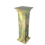 MACKENZIE-CHILDS WOODEN PEDESTAL | Painted faux green/pink variegate marble pattern. - l. 14 x w. 14