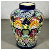 OVERSIZE HAND PAINTED MEXICAN VASE | Large hand made and hand painted planter made in Mexico. Depict