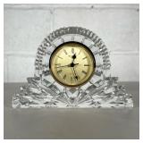 WATERFORD CLEAR CRYSTAL COTTAGE CLOCK | Clear cut crystal Waterford cottage clock with gold border a