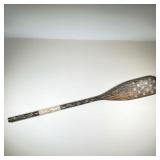 PAINTED DECORATIVE OAR | Wooden or with rustic blue and white paint with star motif. - l. 60 x h. 7.