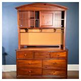 YOUNG AMERICAN WOODEN DRESSER WITH HUTCH | Young America, Long dresser with four drawers beneath fou