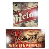 (2PC) PAIR VINTAGE STYLE GICLEE PAINTINGS | Paintings of weathered and distressed vintage signs on s
