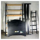 CHILDREN’S BUNK BED | Black bunk bed with top railing and ladder. - l. 82 x w. 44 in 
