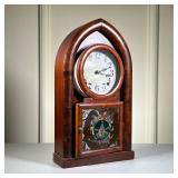 Beehive Clock | 19th century Beehive Clock. No makers name. Reverse painting shows US Flags, eagle a