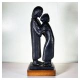Ernst Barlach Sculpture | Two figures holding each other. Mounted on wood base. Signed on base. - l.