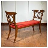 Biedermeier Style Carved Settee | Biedermeier-style settee/window bench in light fruitwood with inte