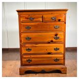 Spainhour Knotted Pine Tall Dresser | Chippendale style tall pine dresser with 4 large drawers and 2