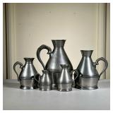(5pc) Pewter Irish Haystack Measures | Set of five haystack measures, some marked "Austin & Son," fr