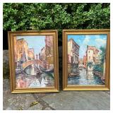 M. Dileo Signed Italian Oil Paintings | Two paintings of Venetian scenes signed by 20th-century Ital