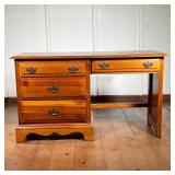 Spainhour Knotty Pine Desk | Chippendale-style pine desk with four drawers. - l. 52 x w. 19 x h. 30 