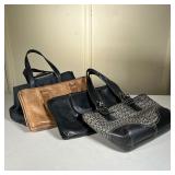 (4pc) Coach Handbags And Purses | Includes one brown and one black leather rectangular purse, one bl