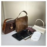 (6pc) Fellini, Saks Fifth Avenue, & Other Purses | Includes: triangular cream leather bag, distresse