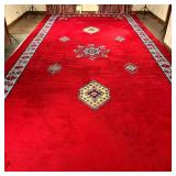 Oversize Red Vintage Moroccan Rug | Vintage large room-sized rug in deep red with an inner blue bord
