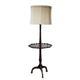 Lamp Table | Mahogany lamp table with carving on post and tripod base. - h. 57 x dia. 20 in 