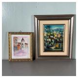 (4pc) Paintings & Print Lot | Lot Includes: One oil painting on canvas, signed E Tavino, depicting a