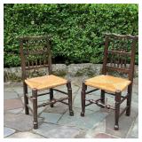 (2pc) Georgian Lancashire Chairs | Two similar English 18th-century Georgian spindle-back chairs, ma