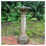 Cement Fern Stand | Vintage Cement plant stand with a polygon top and fluted pedestal. - h. 32 x dia